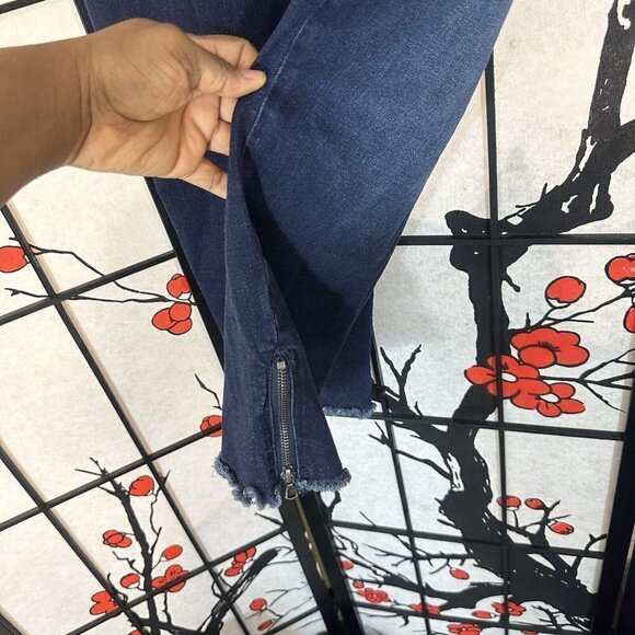 Kancan Jeans Skinny Fit Plus Size 3XL Blue Dark Wash Denim Fray Hem Ankle Zip - Picture 4 of 5